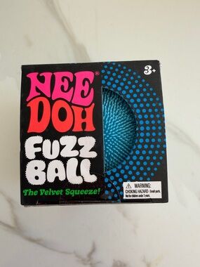 Nee Doh Fuzz Ball Velvet Squeeze Toy - Blue